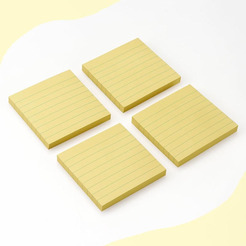 Eastern Wolf Lined Sticky Notes 3x3 Sticky Notes with Lines Self-Stick Notes Bright Color 4 Pads 90 Sheets/Pad (Yellow) - Image 3